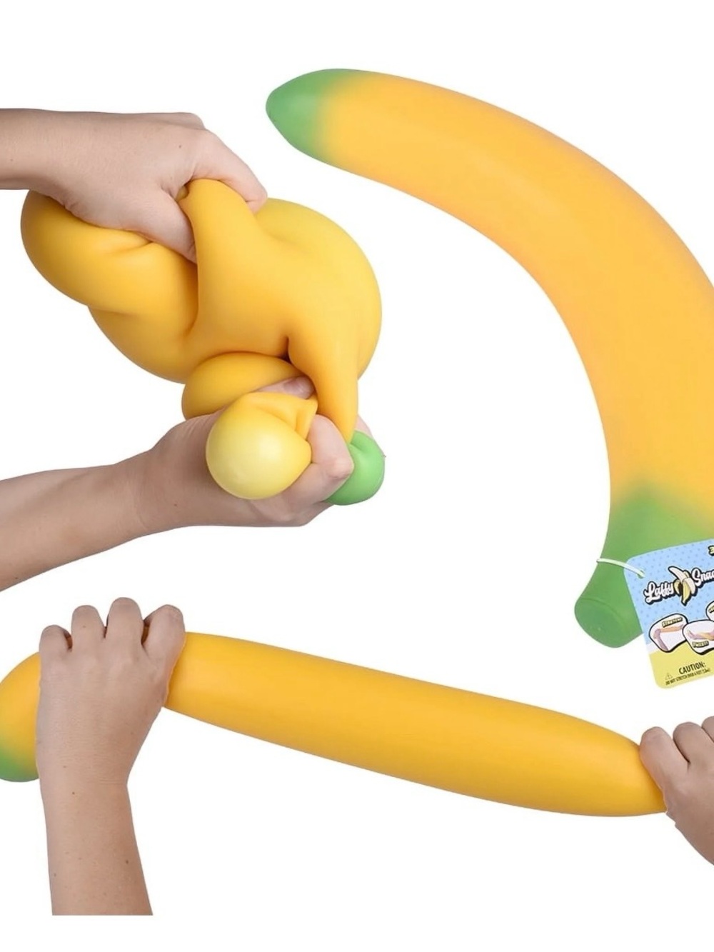 NWT Laffy Snacks Jumbo Squishy Yellow Banana Stress Ball Toy Stretch Squeeze
